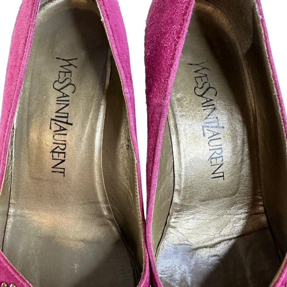 Vintage Saint Laurent YSL Pump Shoes Purple Sz US 6 EU 36 Stud Details Point Toe - Picture 7 of 16